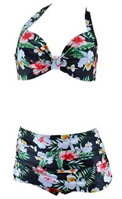 Aloha-Beachwear Tiki Rockabilly Flower Hibiskus Vintage Damen Bikini A1025 (L, Hawaii) von Aloha-Beachwear