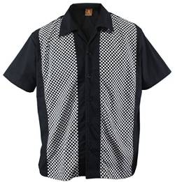 Herren Bowling Shirt Hemd Karo Check Ska Rockabilly kariert, Schwarz (L/Large) von Aloha-Beachwear