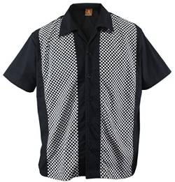 Herren Bowling Shirt Hemd Karo Check Ska Rockabilly kariert, Schwarz (XXL/Double-XL) von Aloha-Beachwear