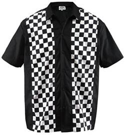 Herren Bowling Shirt Hemd Karo Check Ska Sheen Rockabilly kariert, Schwarz (XL/Xtra-Large) von Aloha-Beachwear