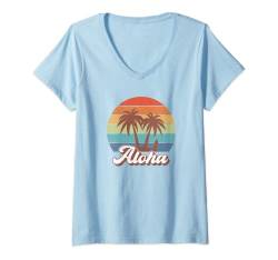 Damen Aloha Hawaii Hawaii Island Shirt Palm Beach Surfboard Surf T-Shirt mit V-Ausschnitt von Aloha Hawaii Hawaiian Island Shirt Palm Beach Surf