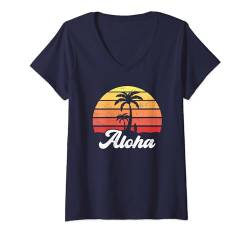 Damen Aloha Hawaii Hawaii Island Shirt Palme Surfboard Strand T-Shirt mit V-Ausschnitt von Aloha Hawaii Hawaiian Island Shirt Palm Beach Surf