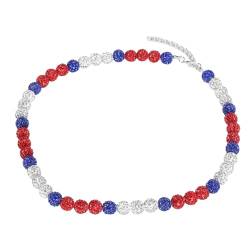 Alomejor Baseball-Strass-Perlen-Halskette für Baseball-Spieler, Bunte Halskette für Männer und Frauen (60cm) von Alomejor