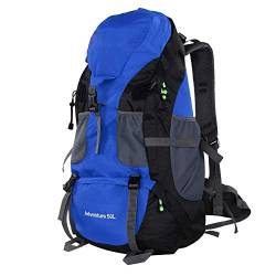 Alomejor Wanderrucksack 50L Großer Rucksack Travel Bergsteigen Klettern Camping Rucksack Wanderrucksack Skirucksack für Männer Frauen Radfahren Reiten Bergsteigen(Blau) von Alomejor