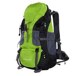 Alomejor Wanderrucksack 50L Großer Rucksack Travel Bergsteigen Klettern Camping Rucksack Wanderrucksack Skirucksack für Männer Frauen Radfahren Reiten Bergsteigen(Grün) von Alomejor