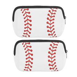Baseball-Tasche, wasserdichte Make-up-Tasche mit Baseball-Aufdruck, 2 Stück, Kompakt, Vielseitig, Neopren für Sport (Weiss) von Alomejor