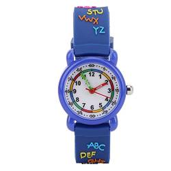 Cartoon-Uhr, wasserdichtes Buchstabenmuster, Armbanduhr, Zeiterkennungswerkzeug für Geschenke Alphabet Kunststoffschale blau von Alomejor