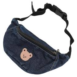 Coole Hüfttasche für, Verstellbare, Stilvolle Hüfttasche aus Segeltuch mit Bärendesign für Essentials Key (Dunkelblau) von Alomejor