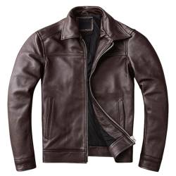 Alonepat Herren Jacke Aus Echtem Rindsleder Echte Schlanke Kleidung Frühlings Und Herbst Kuhlederjacke Brown Cowhide 6XL von Alonepat