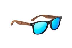 AlpDeer Holz Sonnenbrille Walnuss Damen und Herren UV400 Polarisiert (eis blau) von AlpDeer