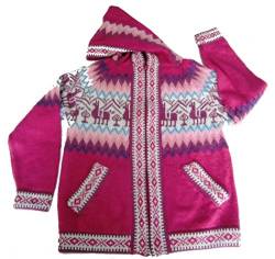 Alpacaandmore Unisex Kinder Kapuzen Strickjacke Alpakawolle Inka Design 2-6 Jahre (6 Jahre, Pink) von Alpacaandmore