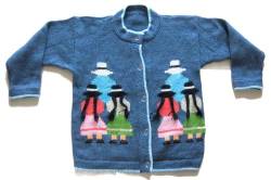 Alpacaandmore Unisex Kinder Langarm Kragen Strickjacke Alpakawolle Peruanische Kinder Motive (5 Jahre, Blau) von Alpacaandmore