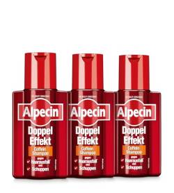 Alpecin Doppel-Effekt Coffein-Shampoo, 3 x 200 ml - Gegen erblich bedingten Haarausfall und Schuppen | Geeignet bei schnell fettender Kopfhaut von Alpecin