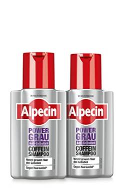 Alpecin Powergrau Shampoo - 2 x 200 ml - für ein attraktives graues Haar | Frischer Grau-Ton ohne Gelbstich | Haarpflege für Männer - Made in Germany von Alpecin