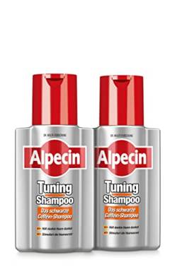 Alpecin Tuning-Shampoo - 2 x 200 ml - Das schwarze Coffein-Shampoo für graue Haare | Kräftige Farbpigmente halten dunkle Haare dunkel von Alpecin