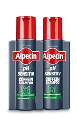 Alpecin pH Sensitiv Coffein-Shampoo S1 – 2 x 250 ml – Haarshampoo für Männer bei trockener, gereizter, juckender Kopfhaut | Kopfhaut-Pflege gegen Haarausfall von Alpecin