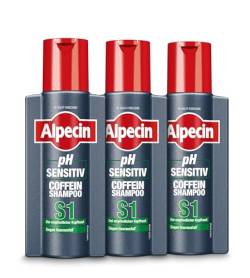 Alpecin pH Sensitiv Coffein-Shampoo S1 – 3 x 250 ml – Haarshampoo für Männer bei trockener, gereizter, juckender Kopfhaut | Kopfhaut-Pflege gegen Haarausfall von Alpecin
