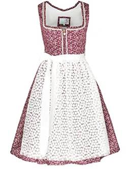 Alpenfee Dirndl Clara 2 60er Länge Bordeaux | Blümchen-Schürze | Damen Gr 36 von Alpenfee