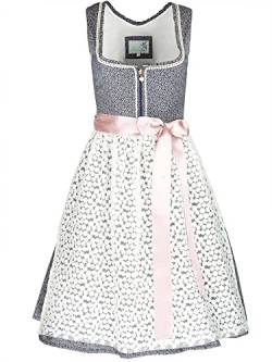 Alpenfee Dirndl Dara 2 60er Länge dunkelblau | Knielang mit Blümchen-Schürze | Damen (as3, Numeric, Numeric_38, Regular, Regular) von Alpenfee