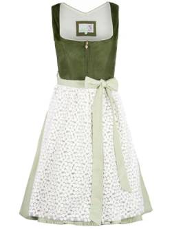 Alpenfee Dirndl Fanni 2 grün moos | Cord-Dirndl mit Blümchen-Schürze | Special Edition Gr 34 von Alpenfee