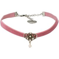 Alpenflüstern Choker Trachten-Samt-Kropfband Hedy (rosa-ros), - nostalgische Trachtenkette enganliegend, Kropfkette elastisch, Damen-Trachtenschmuck, Samtkropfband schmal von Alpenflüstern