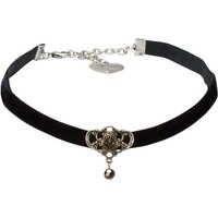 Alpenflüstern Choker Trachten-Samt-Kropfband Hedy (schwarz), - nostalgische Trachtenkette enganliegend, Kropfkette elastisch, Damen-Trachtenschmuck, Samtkropfband schmal von Alpenflüstern