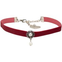 Alpenflüstern Choker Trachten-Samt-Kropfband Helena (dunkel-rot), - nostalgische Trachtenkette enganliegend, Kropfkette elastisch, Damen-Trachtenschmuck, Samtkropfband schmal von Alpenflüstern