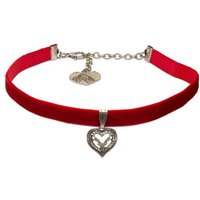 Alpenflüstern Choker Trachten-Samt-Kropfband Strassherz-Hirsch (rot), - nostalgische Trachtenkette enganliegend, Kropfkette elastisch, Damen-Trachtenschmuck, Samtkropfband schmal von Alpenflüstern