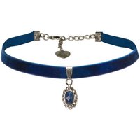 Alpenflüstern Choker Trachten-Samt-Kropfband Trachten-Stein (blau), - nostalgische Trachtenkette enganliegend, Kropfkette elastisch, eleganter Damen-Trachtenschmuck, Samtkropfband schmal von Alpenflüstern