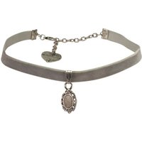 Alpenflüstern Choker Trachten-Samt-Kropfband Trachten-Stein (grau), - nostalgische Trachtenkette enganliegend, Kropfkette elastisch, eleganter Damen-Trachtenschmuck, Samtkropfband schmal von Alpenflüstern