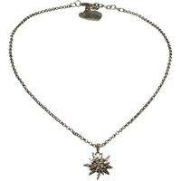 Alpenflüstern Collier Trachtenkette Strass-Edelweiß klein (antik-silber-farben), - Damen-Trachtenschmuck Dirndlkette von Alpenflüstern