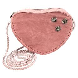 Alpenflüstern Herztasche Strass-Edelweiß Mini - Damen Trachtentasche in Herzform, Schultertasche fürs Dirndl, Herz Handtasche zur Tracht, Dirndltasche (rosa-rosé) DTA080 von Alpenflüstern