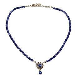 Alpenflüstern Trachten-Perlen-Halskette Helena - elegante Trachtenkette - nostalgischer Damen-Trachtenschmuck, filigrane Dirndlkette (blau) DHK318 von Alpenflüstern