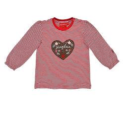 Bondi T-Shirt Langarm Geringelt ´Herzilein´, Stripe red/Offwhite 68 Tracht Baby Mädchen Artikel-Nr.86775 von Alpenglück