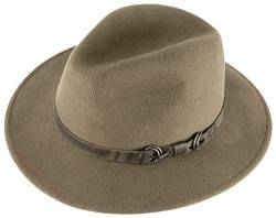 Alpenleder Fedora Hut Siena | Handgefertigter Wollhut Filzhut Wollfilzhut Hut Hat Herren (L (59-60 cm), Dark Khaki) von Alpenleder