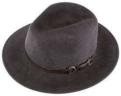 Alpenleder Fedora Hut Siena | Handgefertigter Wollhut Filzhut Wollfilzhut Hut Hat Herren (L (59-60 cm), Steel Grey) von Alpenleder