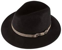 Alpenleder Fedora Hut Siena | Handgefertigter Wollhut Filzhut Wollfilzhut Hut Hat Herren (M (57-58 cm), Black) von Alpenleder