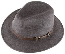 Alpenleder Fedora Hut Siena | Handgefertigter Wollhut Filzhut Wollfilzhut Hut Hat Herren (S (55-56 cm), Dimgrey) von Alpenleder