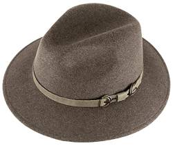 Alpenleder Fedora Hut Siena | Handgefertigter Wollhut Filzhut Wollfilzhut Hut Hat Herren (XL (61-62 cm), Saddle Brown) von Alpenleder