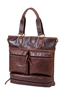 Alpenleder Handtasche BODENSEE – Vintage Echt Leder Henkeltasche – Eleganter Shopper Bag, Braune Frauen Henkeltasche, Damen Schultertasche für Büro, Schule, Arbeit (38x40x10, Brandy) von Alpenleder