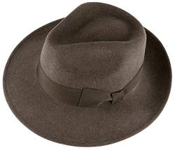 Alpenleder Hut Palermo – Handgefertigt Braun Wollfilzhut – Wasserfester Fedora Wollhut Outdoor Trilby rollbar Damen Herren (Größe S (55-56cm), Saddle Brown) von Alpenleder