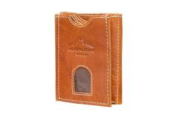 Alpenleder Portmonee - Pocket (Handgefertigt) - Nachhaltiges Bio-Leder aus regionaler Landwirtschaft | Kartenetui, Iclip, Portmonee Damen & Herren klein *Fair Produziert* (10,5x6x1,5cm) (Cognac) von Alpenleder