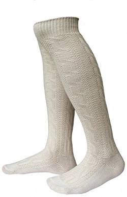 Alpenlife 2 Paar Lange Herren Trachten Socken, Kniebund Socken, Strümpfe für Ihre Lederhose, 2 Paar Natur (L (45-47)) von Alpenlife