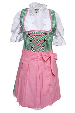 Alpenmärchen, 3tlg. Dirndl-Set - Trachtenkleid, Bluse, Schürze, Gr. 44, grün-rosa - ALM457 von Alpenmärchen