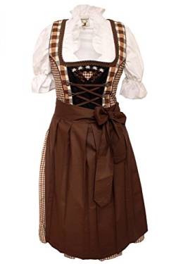 Alpenmärchen, 3tlg. Dirndl-Set - Trachtenkleid, Bluse, Schürze, Gr.34, braun, ALM708 von Alpenmärchen