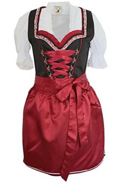 Alpenmärchen, 3tlg. Dirndl-Set - Trachtenkleid, Bluse, Schürze, Gr.36, schwarz-weinrot, ALM3054 von Alpenmärchen