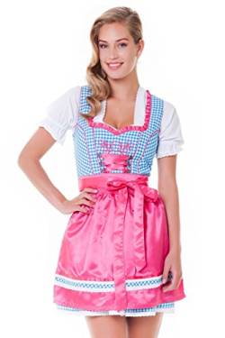 Alpenmärchen, 3tlg. Dirndl-Set - Trachtenkleid, Bluse, Schürze, Gr.36, türkis-Fuchsia- ALM3081 von Alpenmärchen