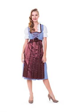 Alpenmärchen, 3tlg. Dirndl-Set - Trachtenkleid, Bluse, Schürze, Gr.40, blau, ALM786K von Alpenmärchen