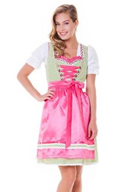 Alpenmärchen, 3tlg. Dirndl-Set - Trachtenkleid, Bluse, Schürze, Gr.40, grün-Fuchsia, ALM3010 von Alpenmärchen