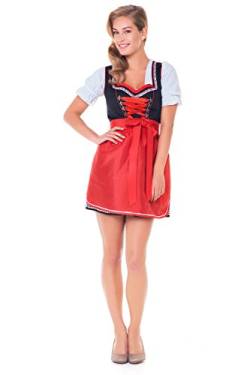 Alpenmärchen, 3tlg. Dirndl-Set - Trachtenkleid, Bluse, Schürze, Gr.40, schwarz-rot, ALM3050 von Alpenmärchen